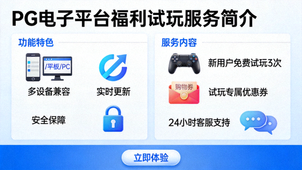 PG电子平台福利试玩服务简介图片，展示平台功能特色与服务内容概览