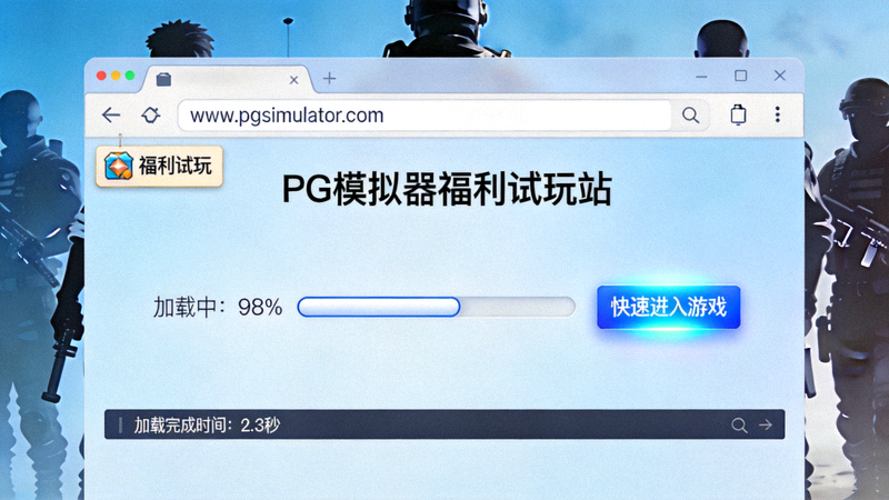 PG模拟器福利试玩站游戏加载速度实测截图，展示浏览器内快速进入游戏的界面