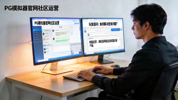 PG模拟器官网社区运营与玩家支持团队正在线上解答玩家疑问的工作画面